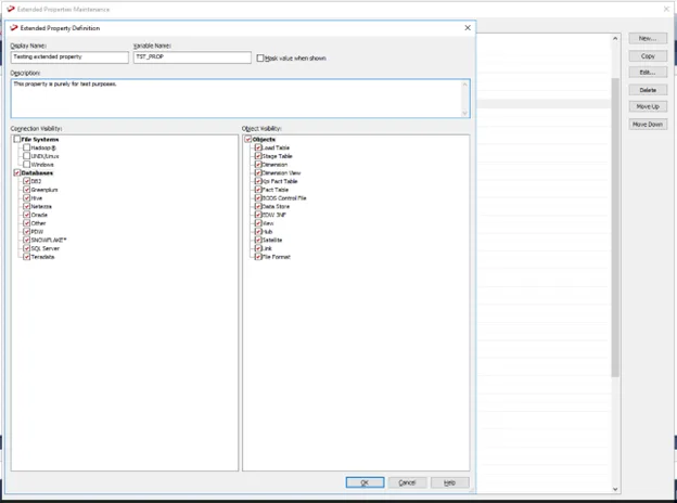 Connection properties in WhereScape