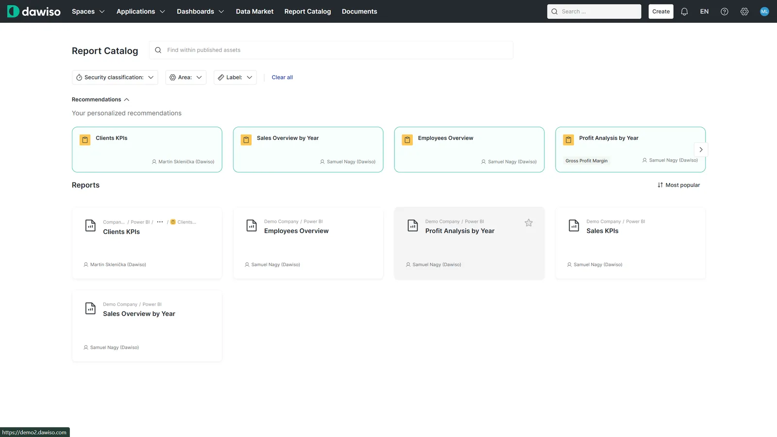 Dawiso data & analytics catalog